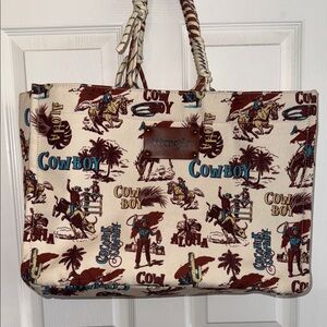 Wrangler Cowboy Print Canvas Tote
